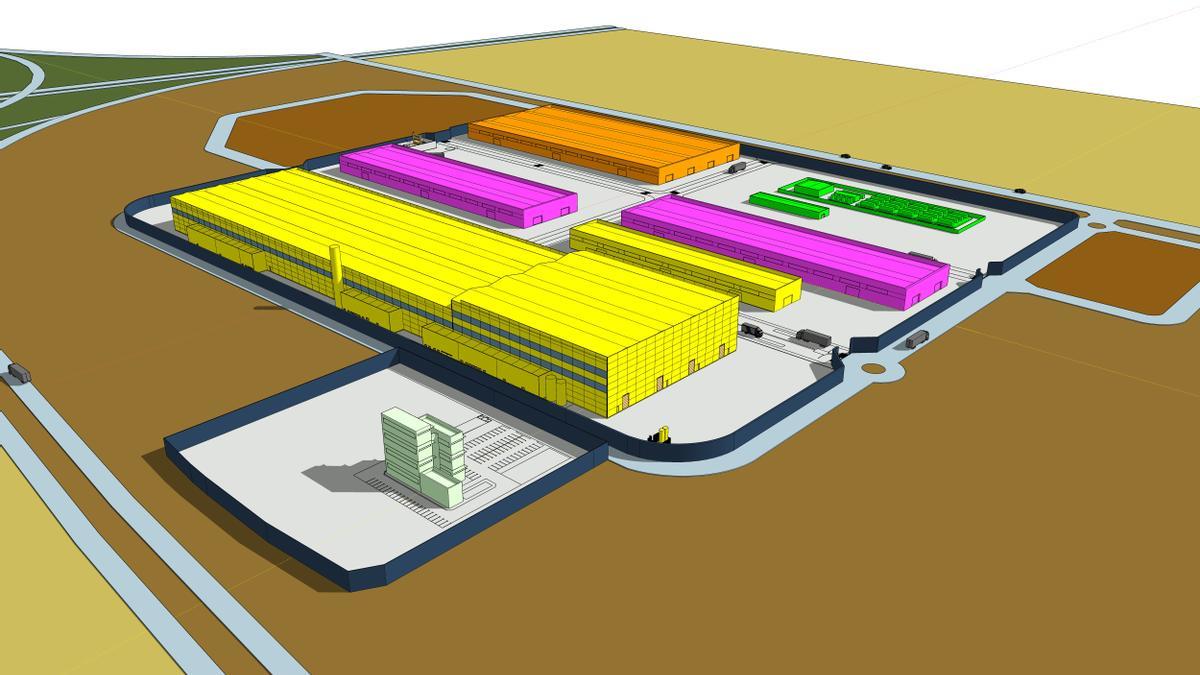 Infografía de la maqueta del futuro complejo del aluminio en el polígono de La Marina