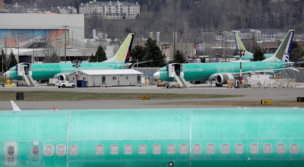 Aviones Boeing del modelo MAX estacionados en la fábrica de Renton (Washington)