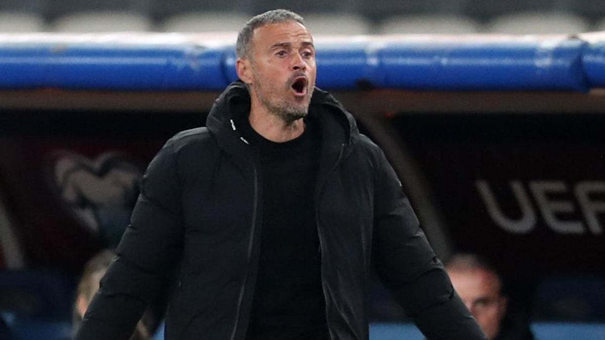 Luis Enrique, durante el Grecia-España.