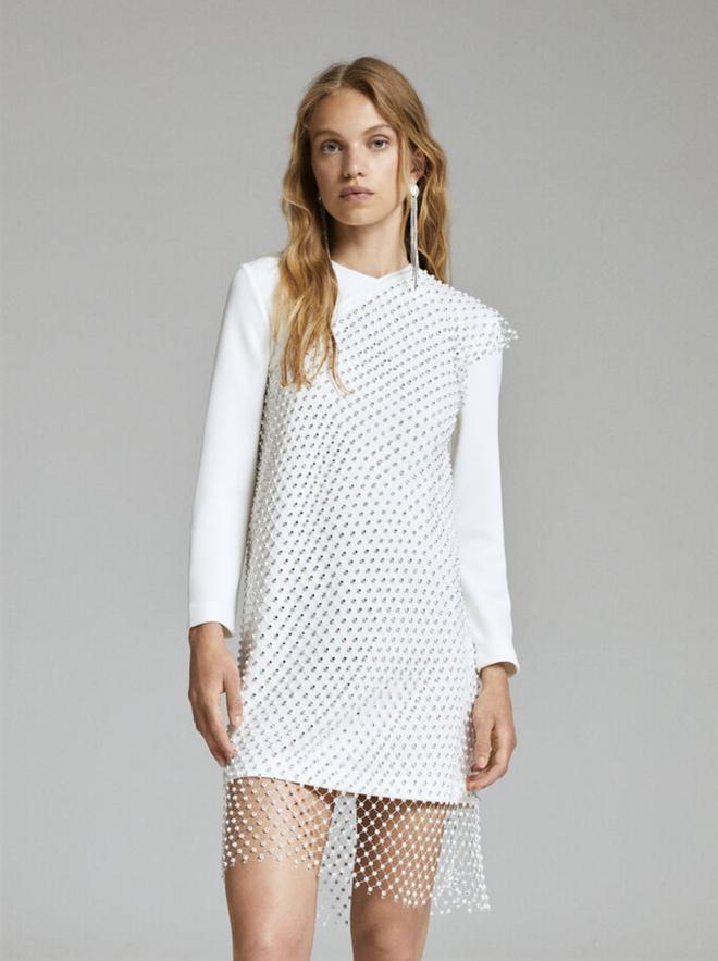 Vestido blanco con detalles 'strass' de Parfois