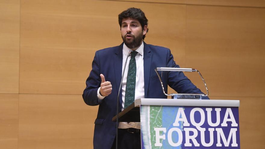 Fernando López Miras durante Aqua Forum Murcia