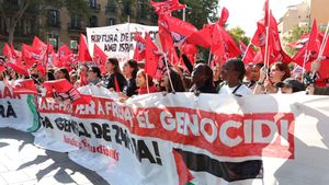 Manifestación de estudiantes en favor de Palestina en Barcelona