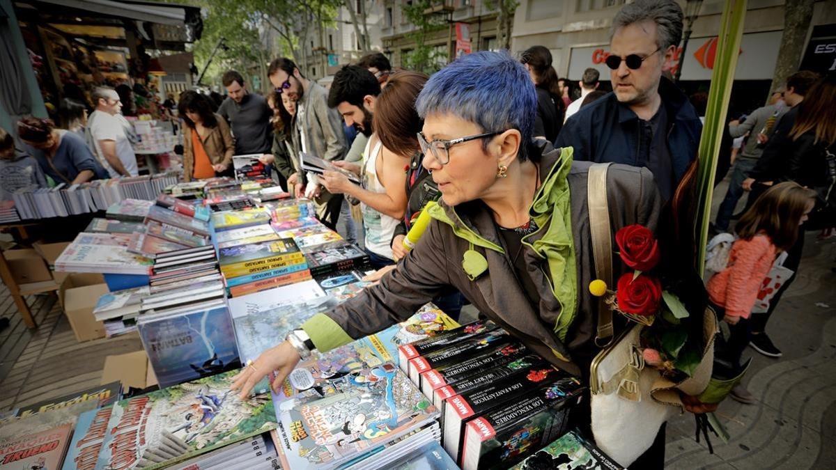 Ambiente en Sant Jordi del 2017, en Barcelona.