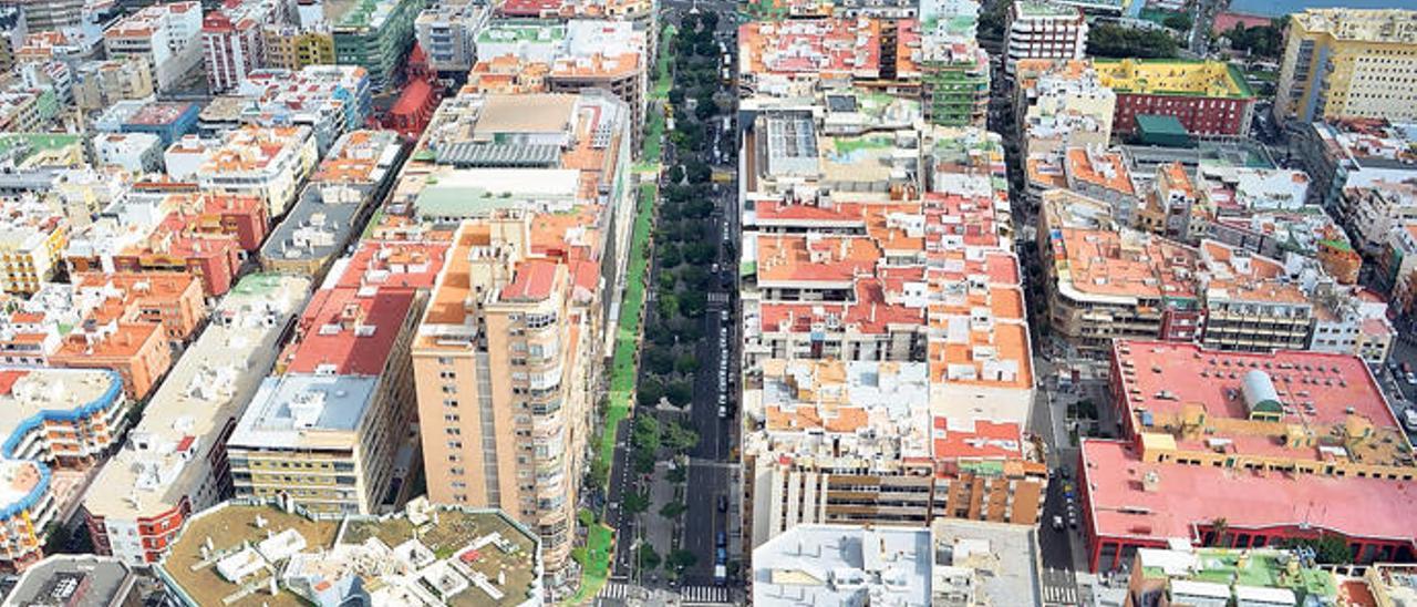Vista aérea de una parte de la avenida Mesa y López.