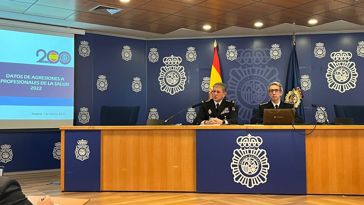 Rueda de prensa ofrecida por la Policía Nacional sobre agresiones a sanitarios.