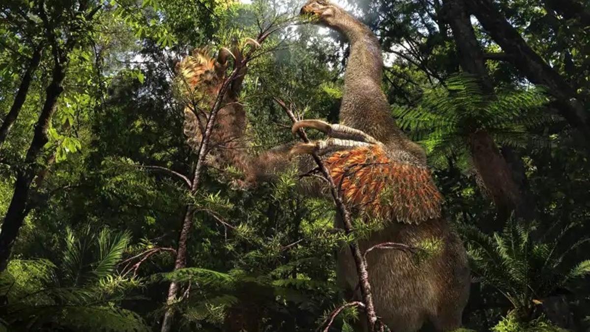 Recreación de cómo sería la nueva especie de dinosaurio con enormes garras.