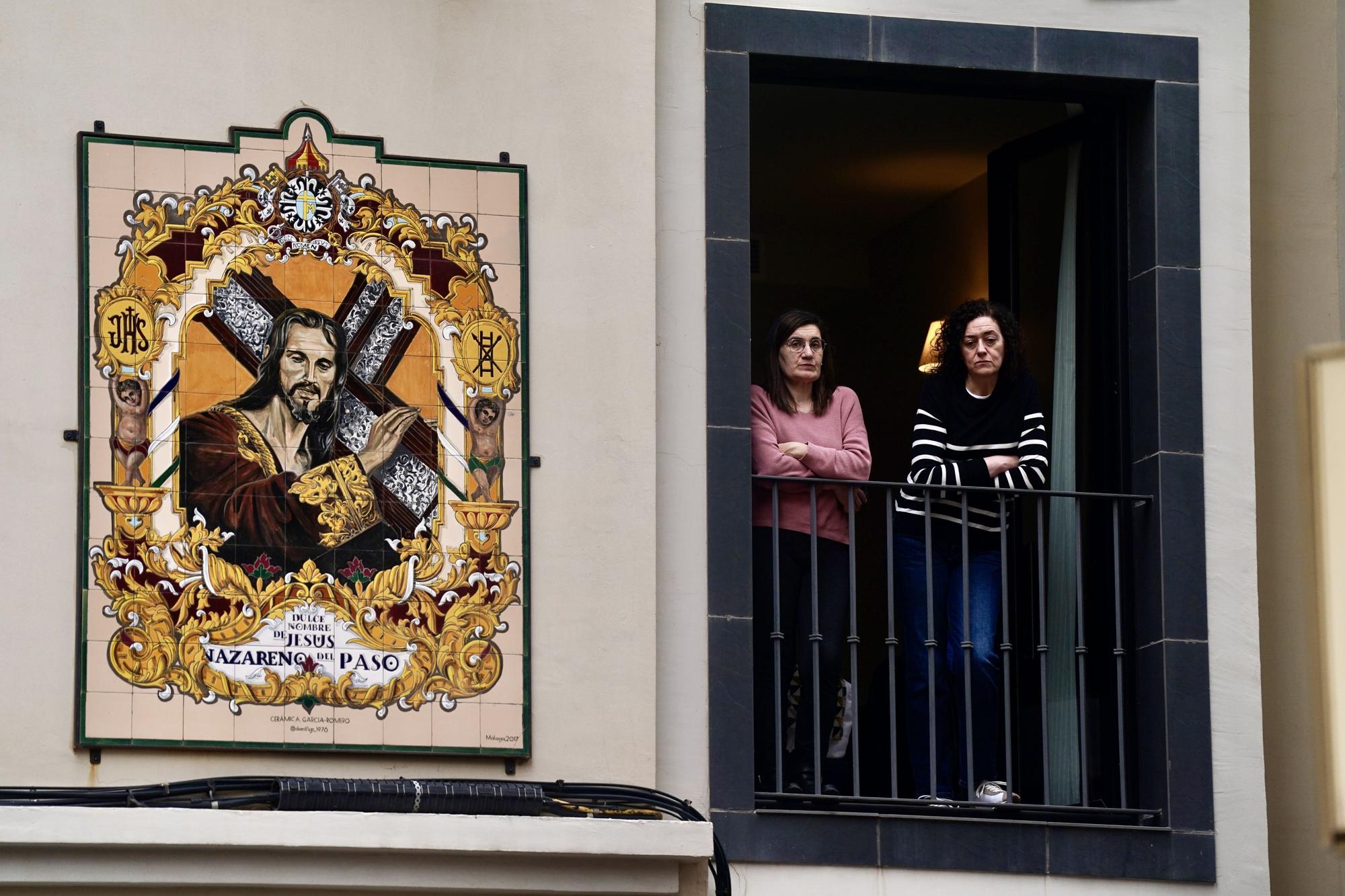 Salida procesional de la cofradía de la Sagrada Cena de Málaga, el Jueves Santo.