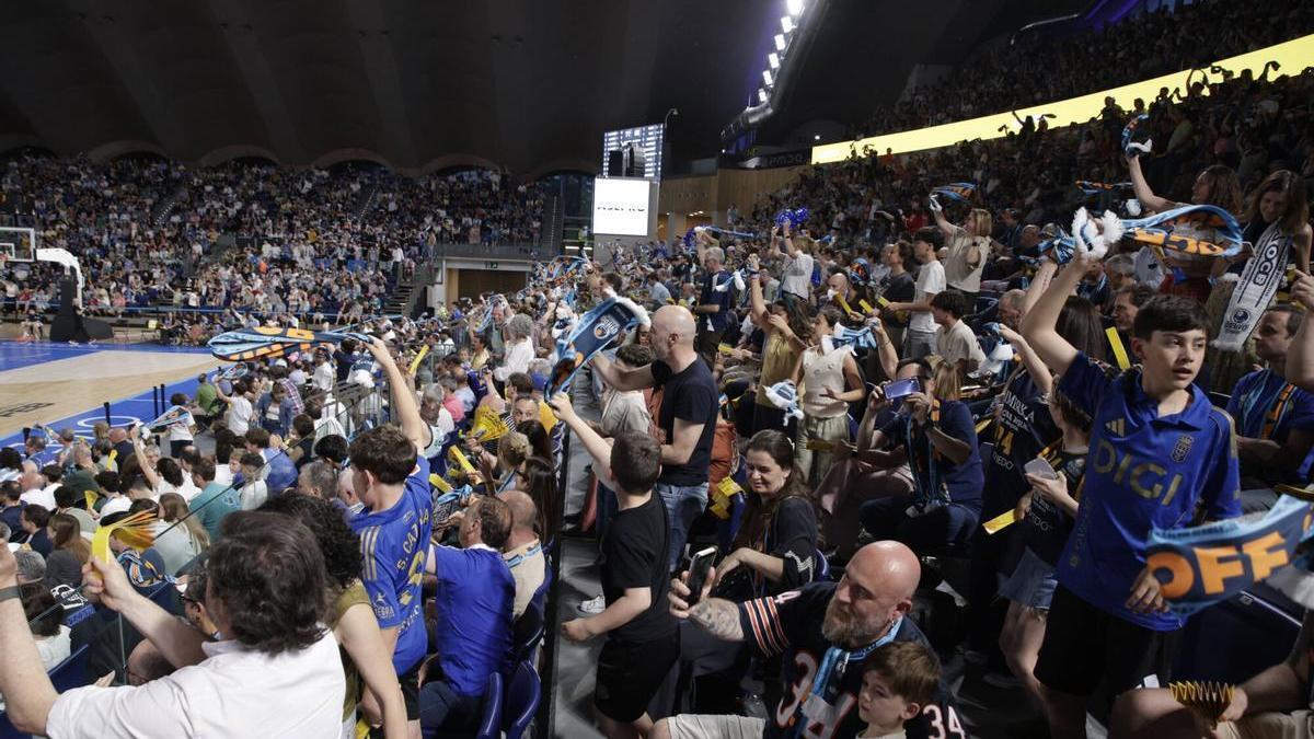 El Palacio de los Deportes de Oviedo durante el pasado play-off de ascenso a la ACB que disputó el Alimerka Oviedo Baloncesto