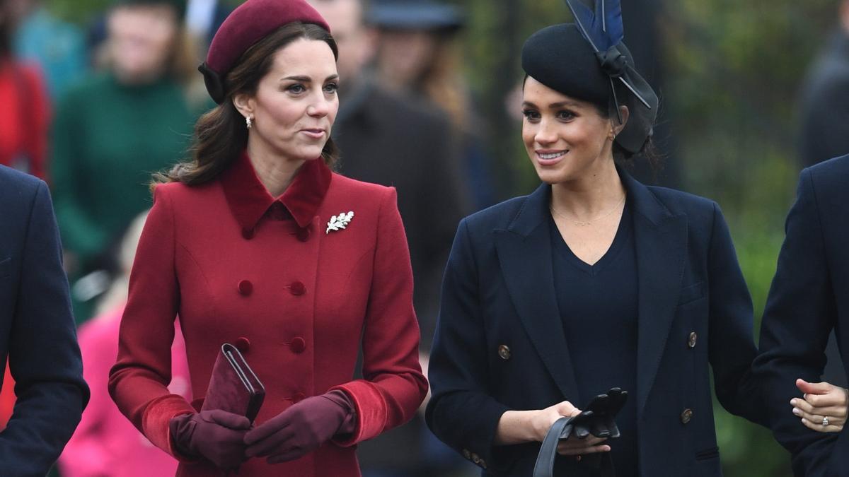 Kate Middleton y Meghan Markle en su llegada a la misa de Navidad