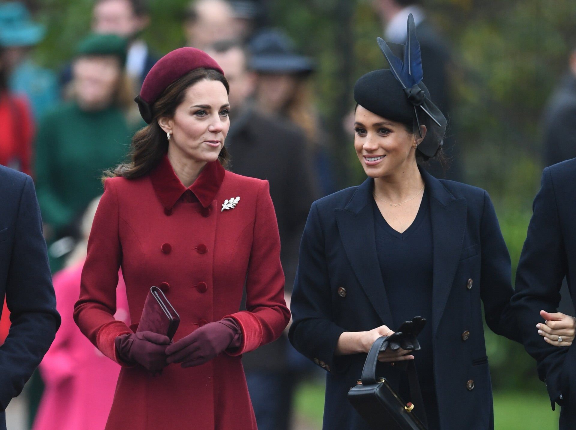 Kate Middleton y Meghan Markle en su llegada a la misa de Navidad