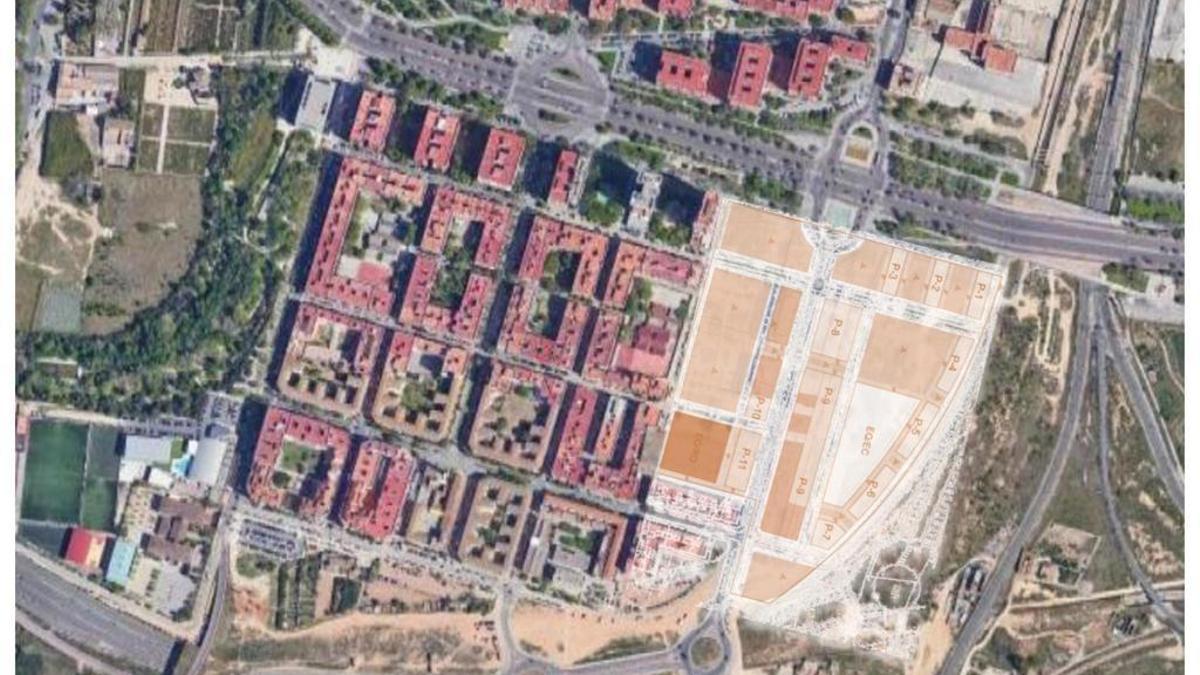 A la derecha, zona sobre la que se actuará en el Pai de San Marcelino