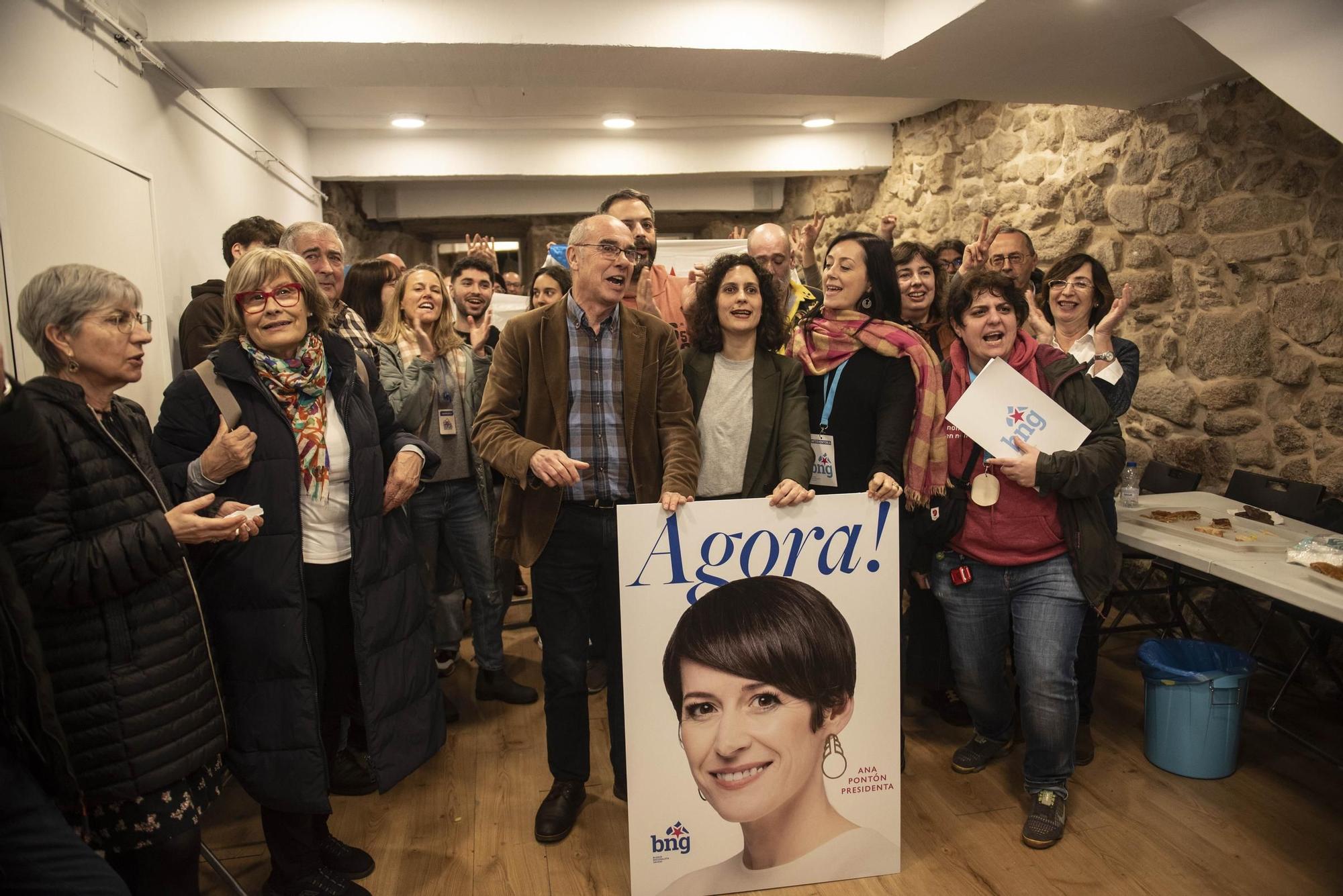 Elecciones en Galicia | El BNG en su sede en A Coruña tras conocer el resultado electoral