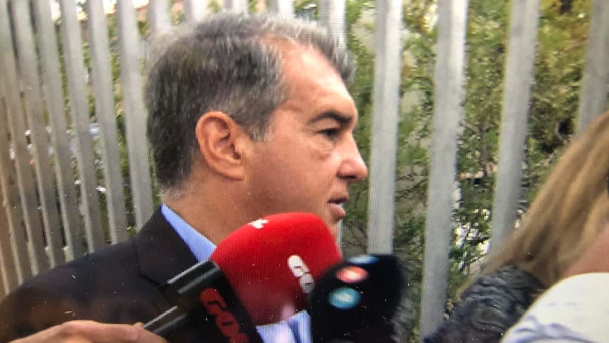 Laporta, a su llegada al Camp Nou