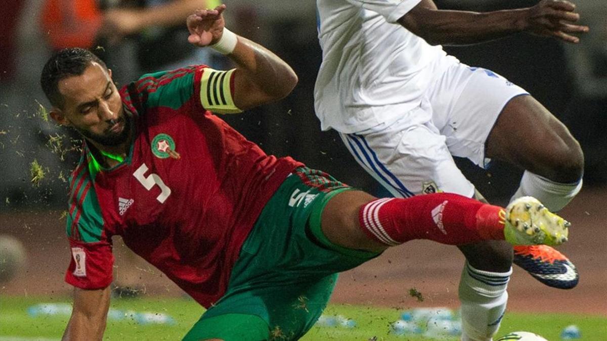 El capitán y defensa de Marruecos Medhi Benatia en el partido ante el Gabón