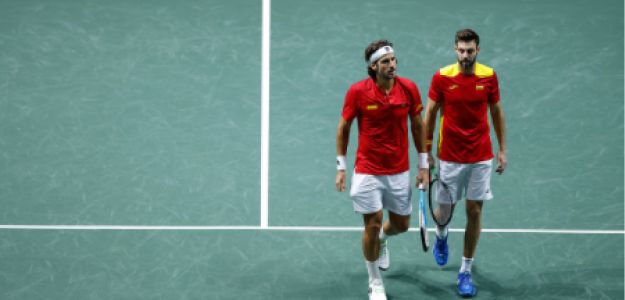 Feliciano López y Granollers, durante su partido de dobles.