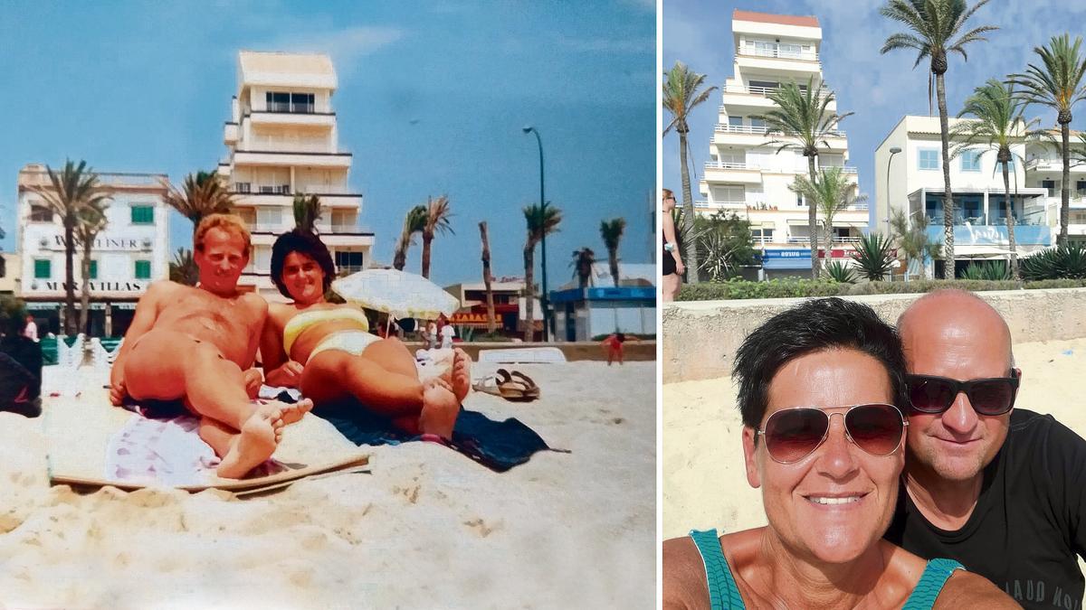 Urlaub an der Playa de Palma: Julia und Ulrich Segref in den Jahren 1992 und 2021.