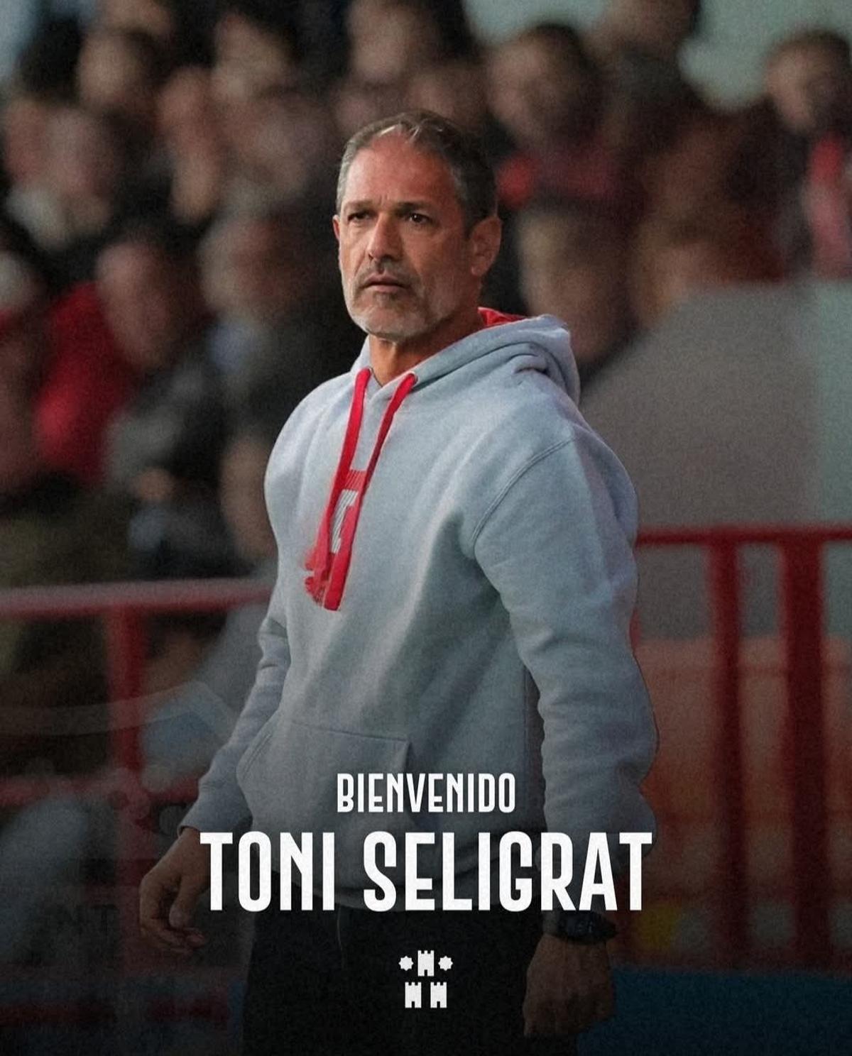 Imagen del anuncio de Toni Seligrat como entrenador del Torrent Cf