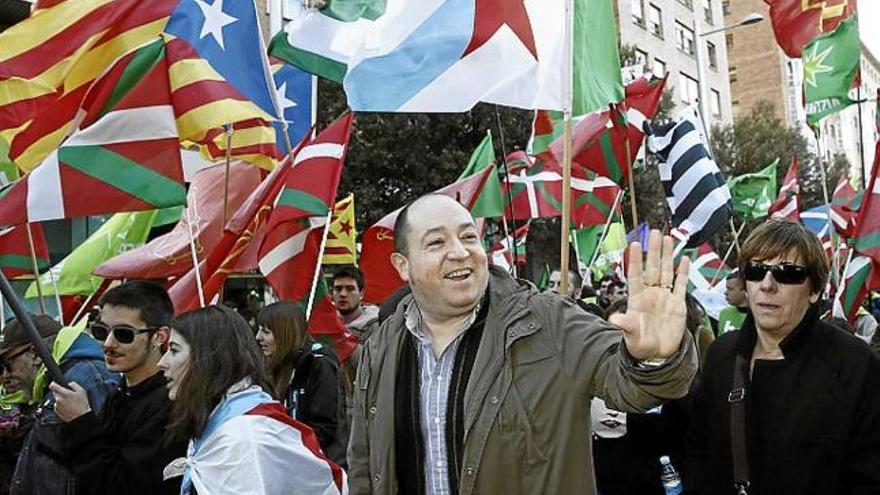 El portaveu de Sortu, Pernando Barrena, a la marxa de Pamplona