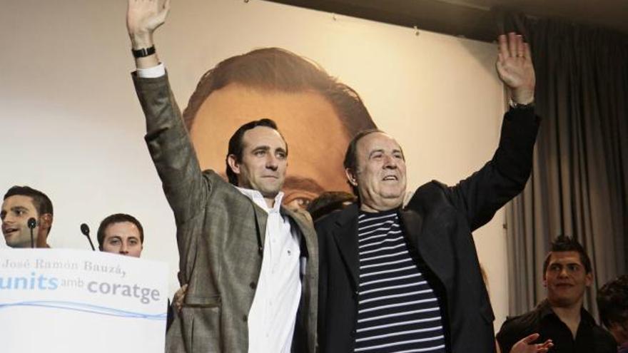 Bauzá con Rodríguez, en la clausura ayer noche en Establiments de su campaña.