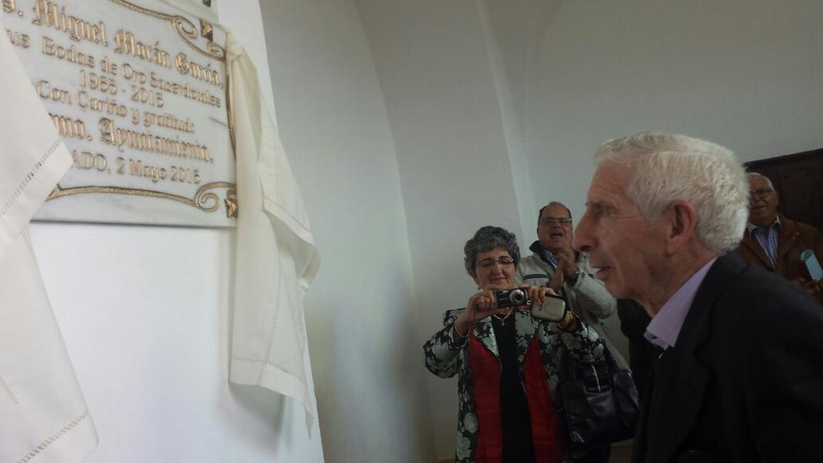 Miguel Morán durante el homenaje de los vecinos de Quintanilla y Olmo
