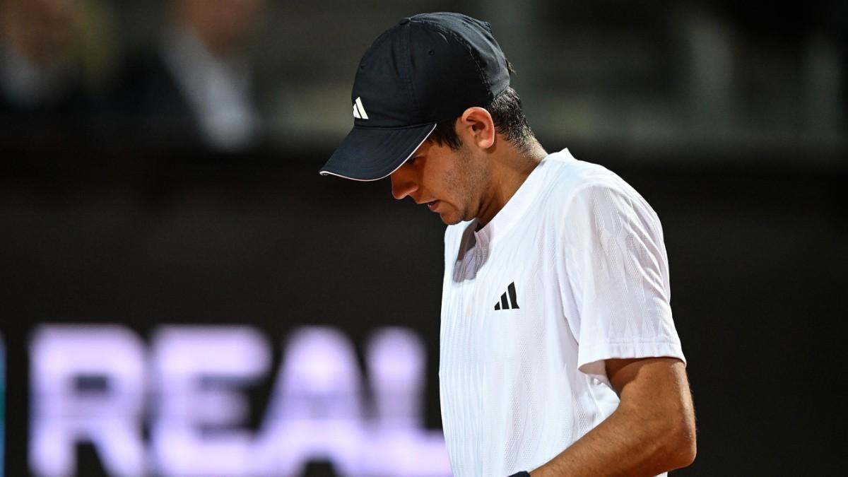 Rafa Jódar, durante el partido en Roma