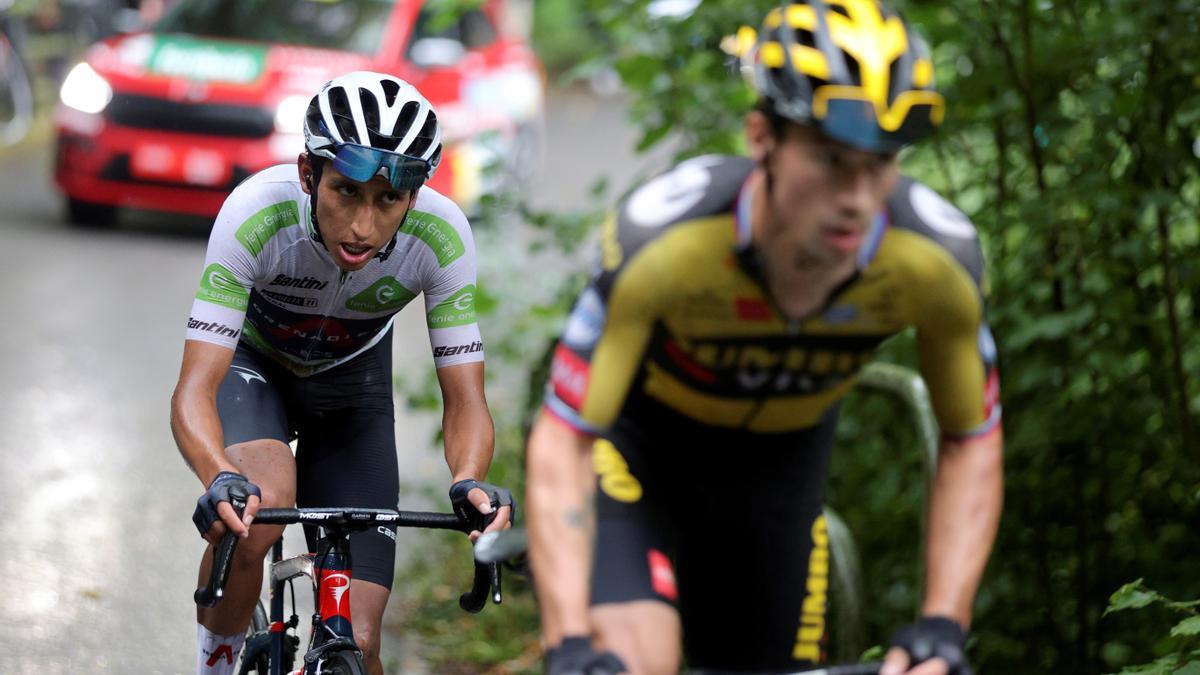 El esloveno Primoz Roglic y el colombiano Egan Bernal.