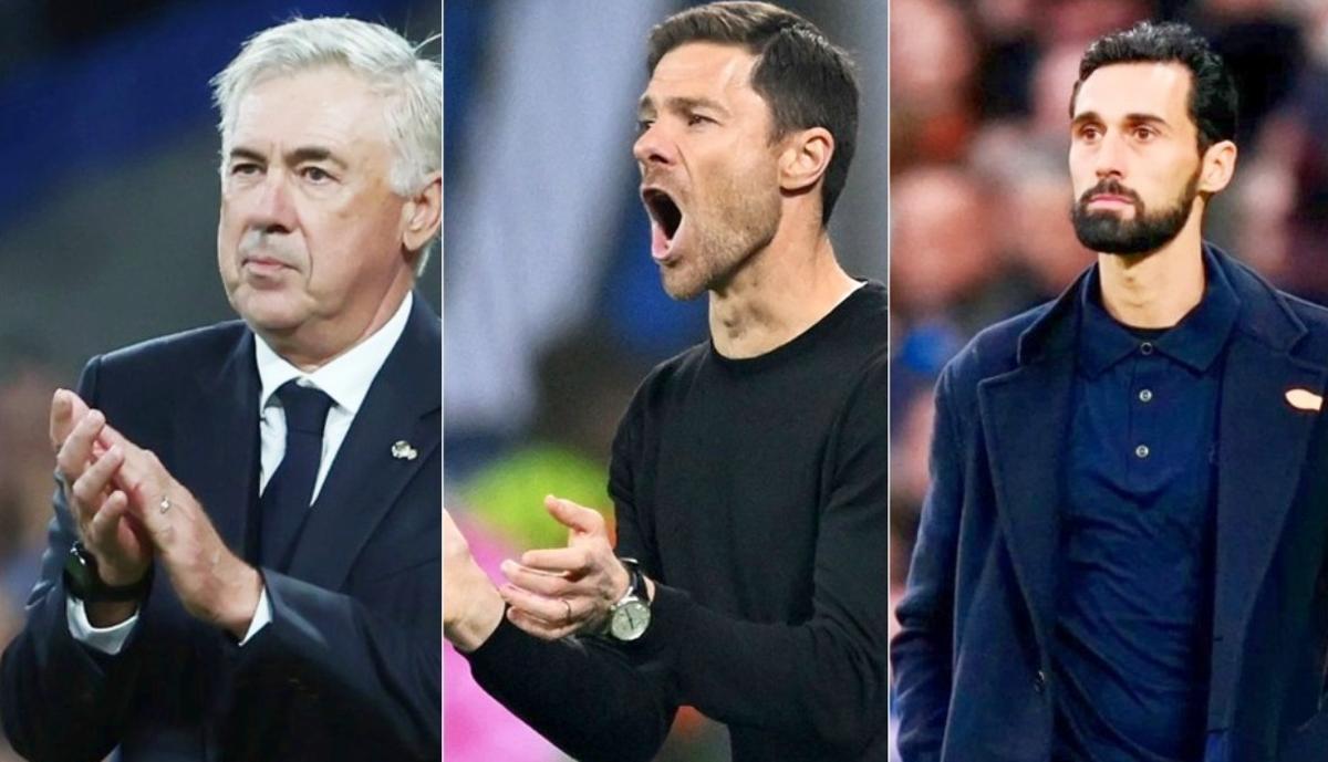 Carlo Ancelotti, Xabi Alonso y Álvaro Arbeloa
