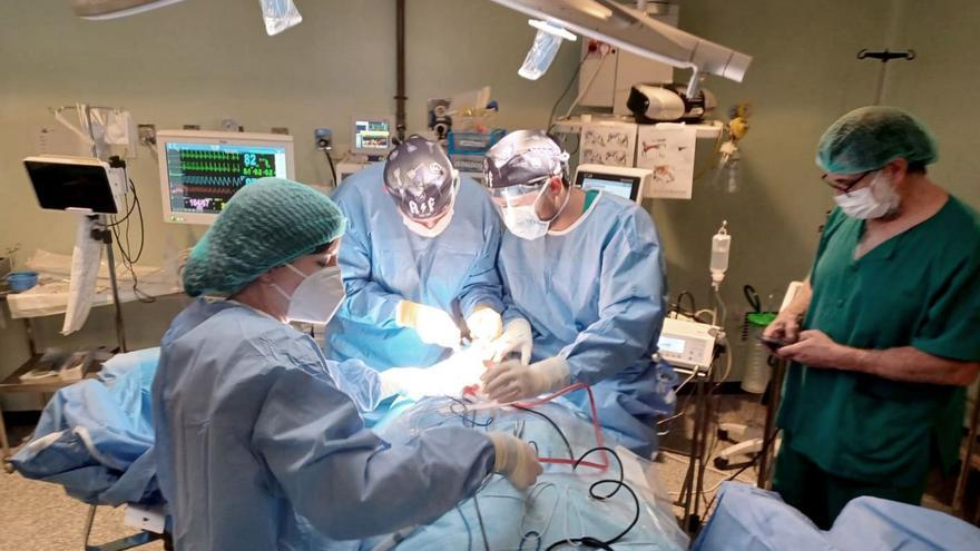 Un momento de la intervención pionera del servicio de Maxilofacial de Cabueñes.