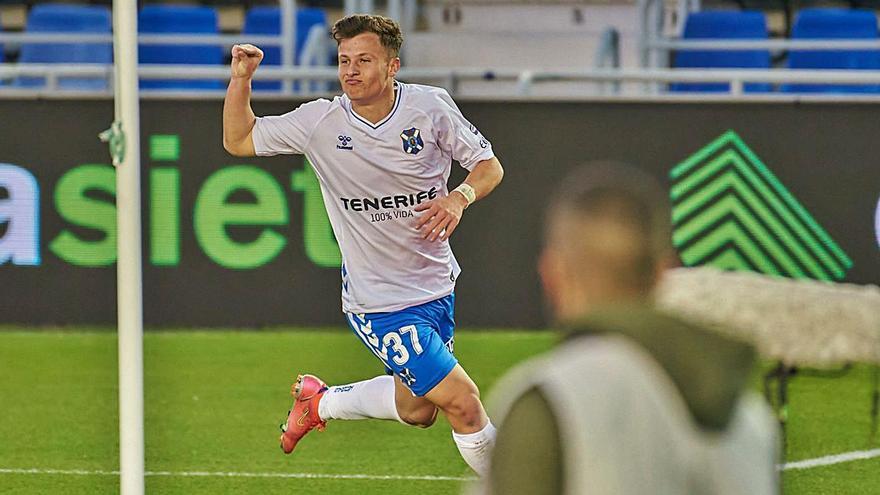 Germán Valera, celebrando su gol al Alcorcón en el partido del pasado domingo.