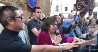 Video | Begoña Acero, vicemayordoma del Nazareno, pronuncia la oración en la sede canónica de la cofradía