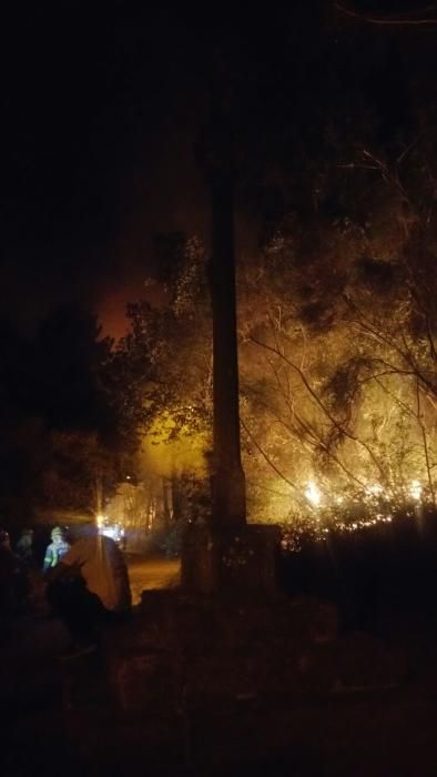 Las llamas se propagan en dirección a una zona con viviendas y los vecinos han salido a las calles para vigilar la situación
