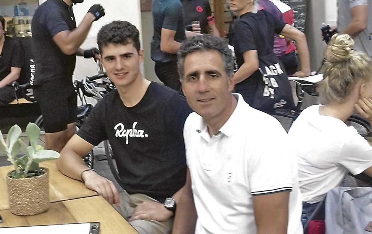 Padre e hijo, en una de las visita de Miguel Indurain a Palma