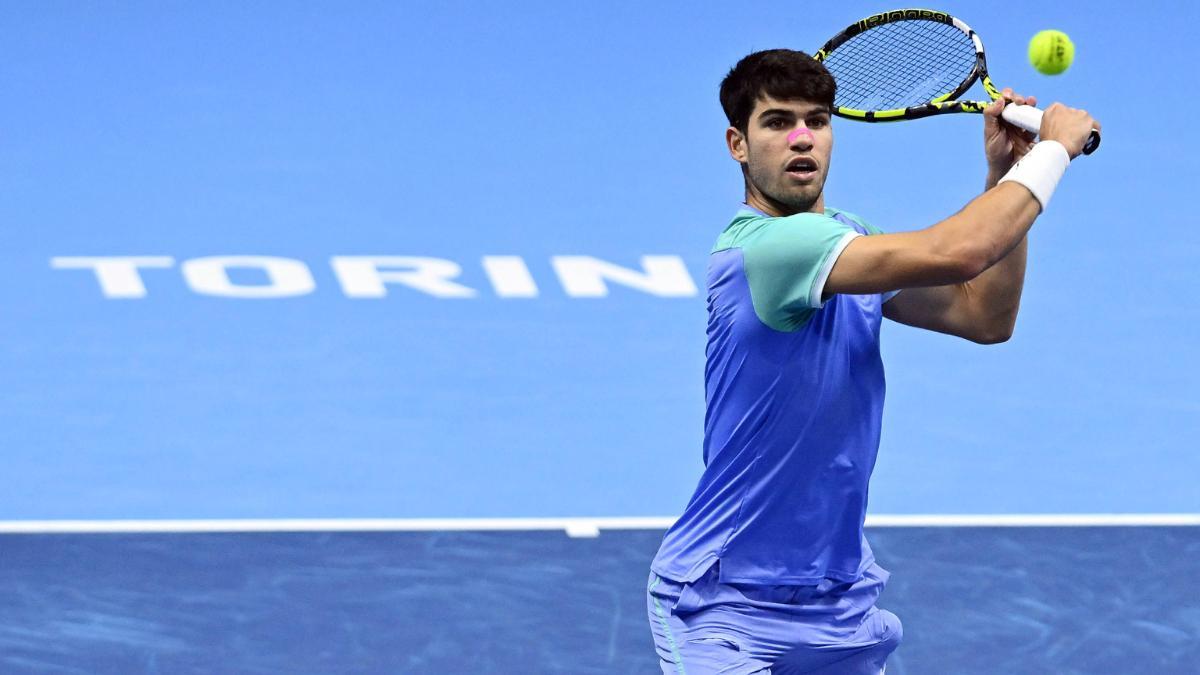 El tenista español Carlos Alcaraz durante las finales ATP de Turín.