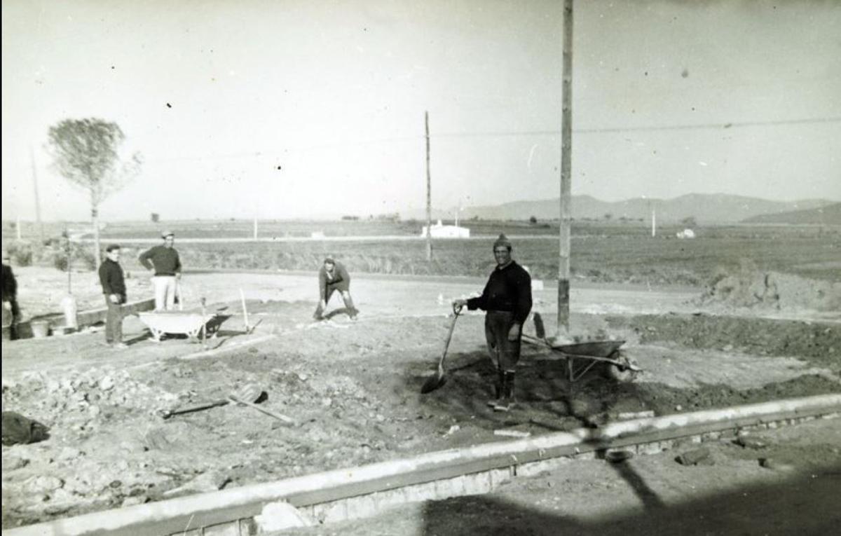 Les obres de construcció de Santa Margarida, als anys seixanta