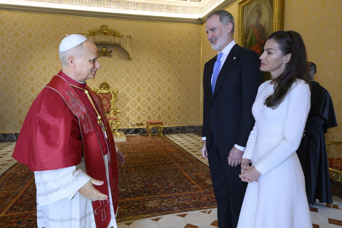 Los Reyes y el Papa León XIV, el pasado 20 de marzo, en el Vaticano.