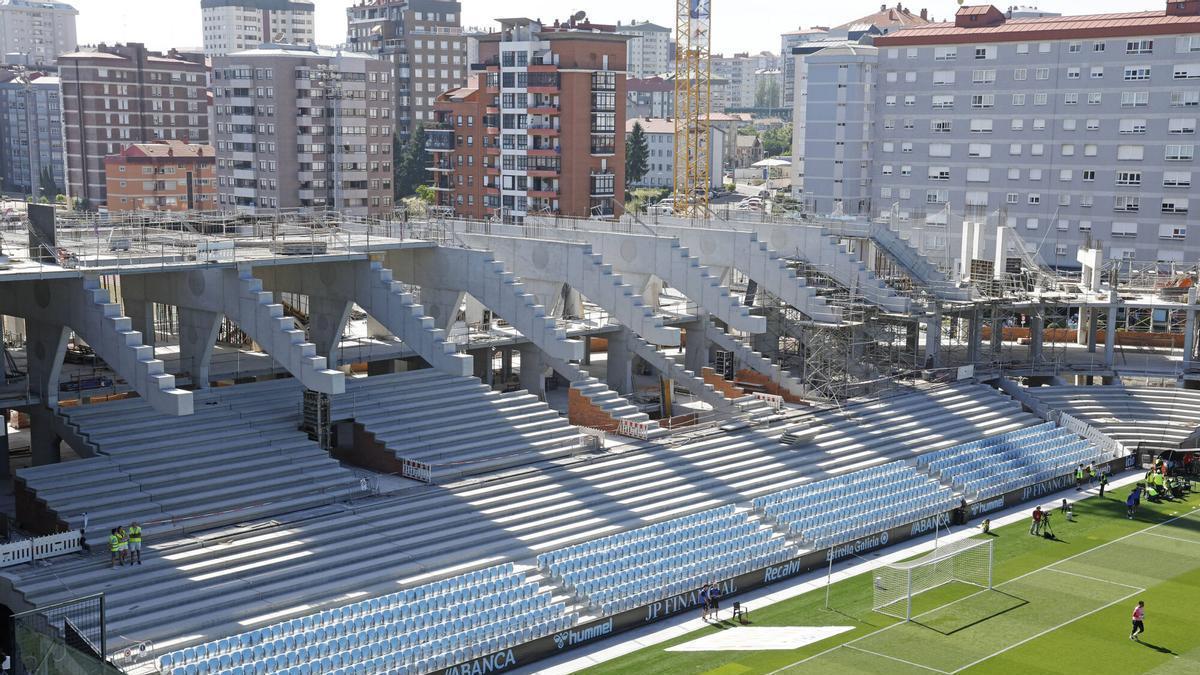 Aspecto de la nueva grada de Gol, ya con los asientos de las primeras filas instalados.