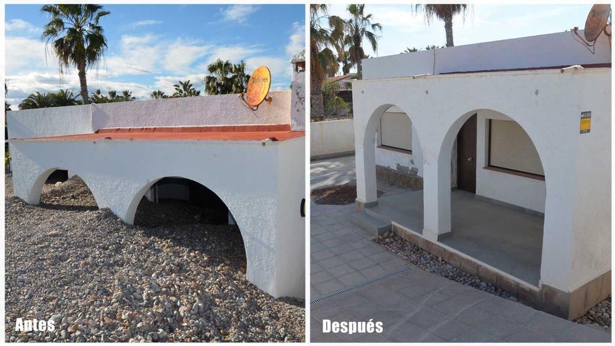 Imagen del estado del inmueble tras las obras de limpieza y la situación en la que se encontraba tras el paso del temporal.