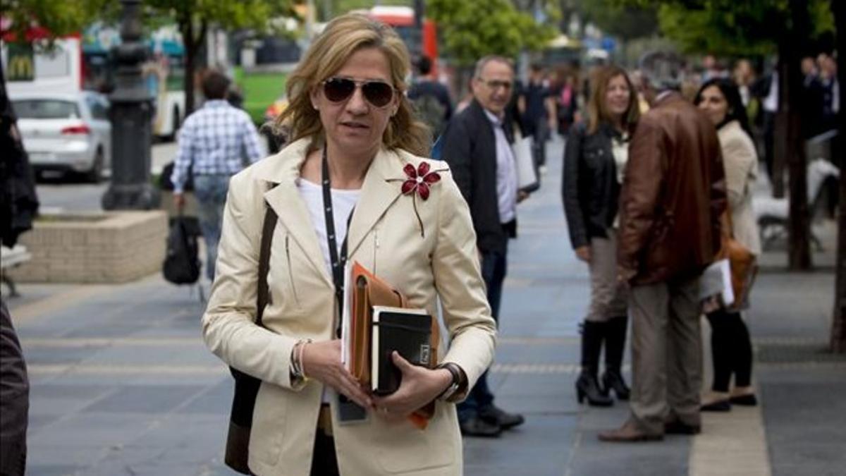 La infanta Cristina, el pasado  mes de mayo, a su llegada a La Caixa.