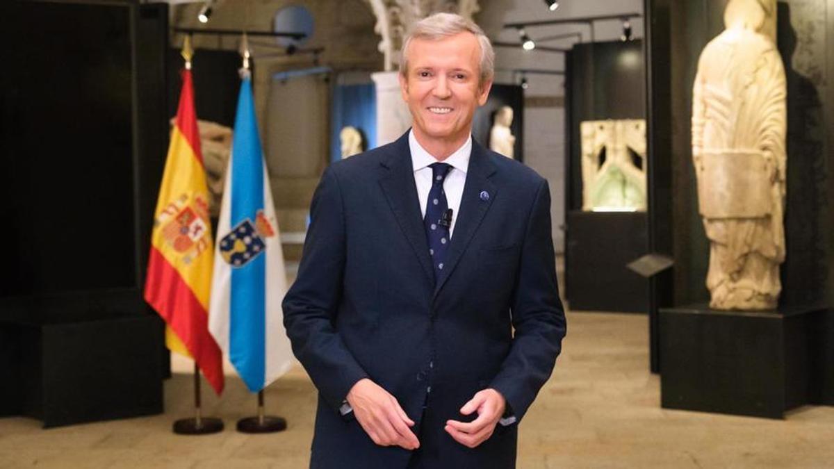 Alfonso Rueda, presidente de la Xunta de Galicia, durante su mensaje de fin de año.
