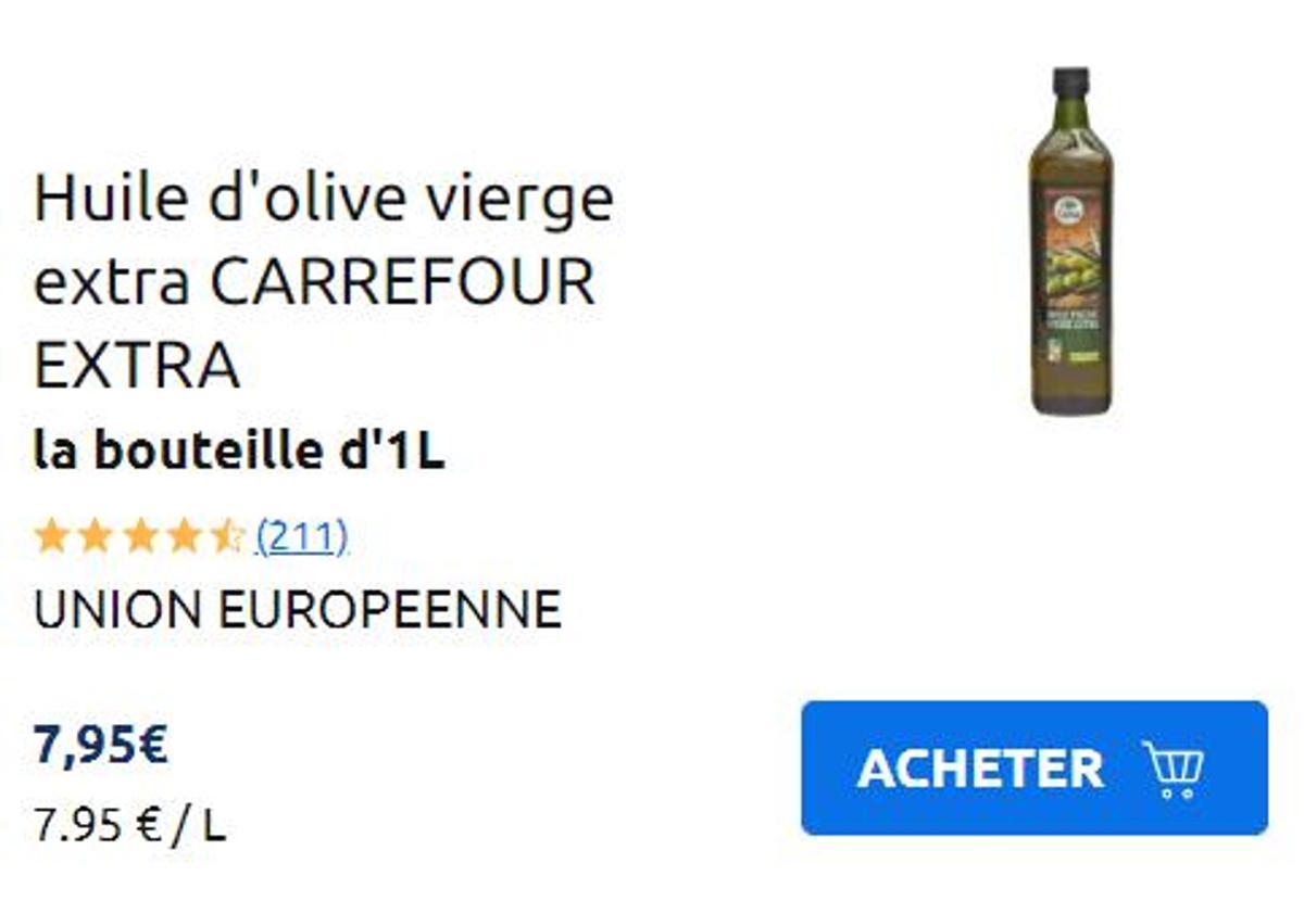 Carrefour Francia tiene el AOVE más barato que Carrefour España