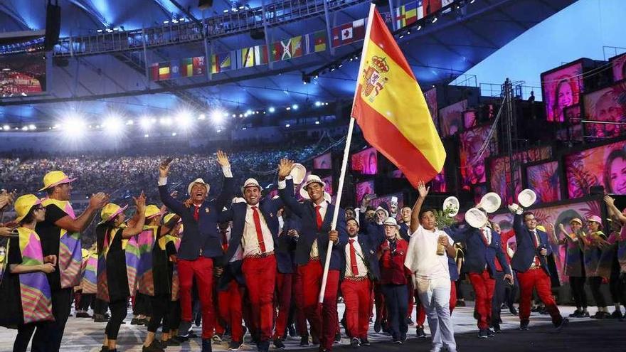 La delegación de deportistas españoles, en la ceremonia inaugural de Río 2016. // Stefan Wermuth