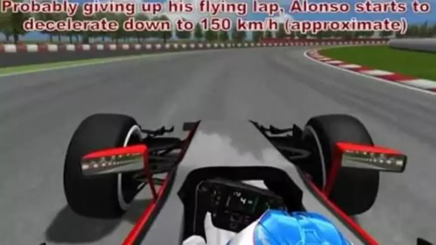 Recreación virtual del accidente de Fernando Alonso en Montmeló