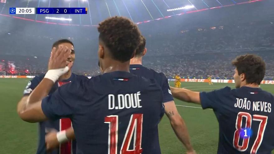 Asistencia de Dembélé a Doué en la final de la 2024/25