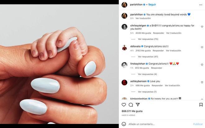 Publicación de Paris Hilton en Instagram