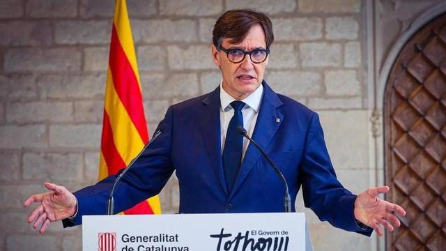 El president de la Generalitat, Salvador Illa, en una compareixença