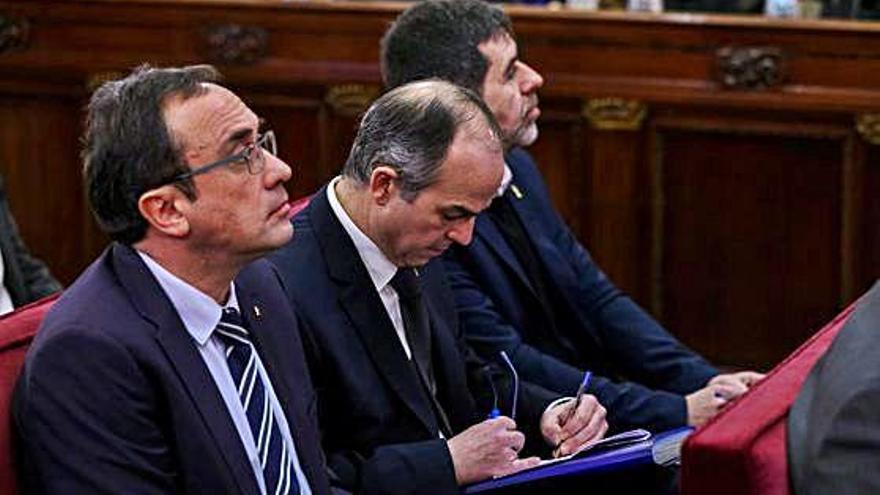 Josep Rull, Jordi Turull i Jordi Sànchez, durant la primera jornada de l&#039;1-O