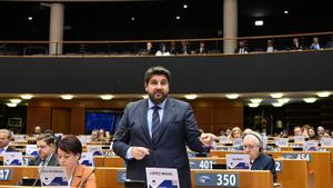 López Miras, durante su intervención en el Comité de las Regiones de Europa.