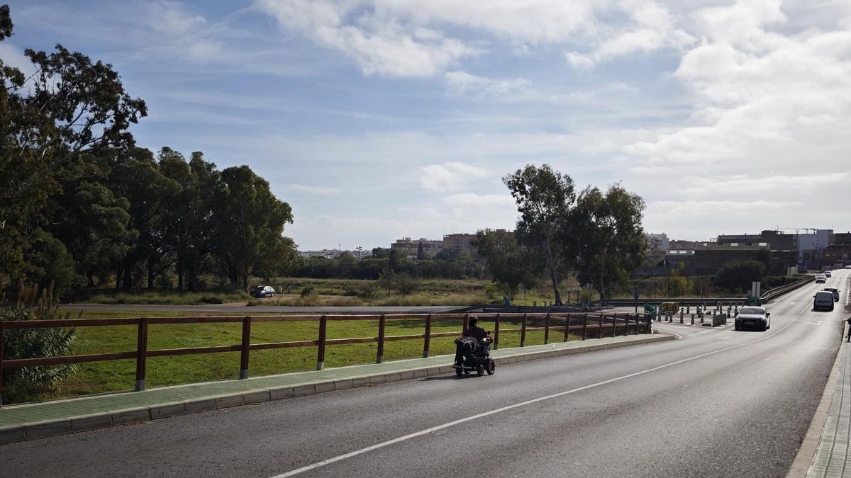 Usuario en silla de ruedas circulando por la calzada