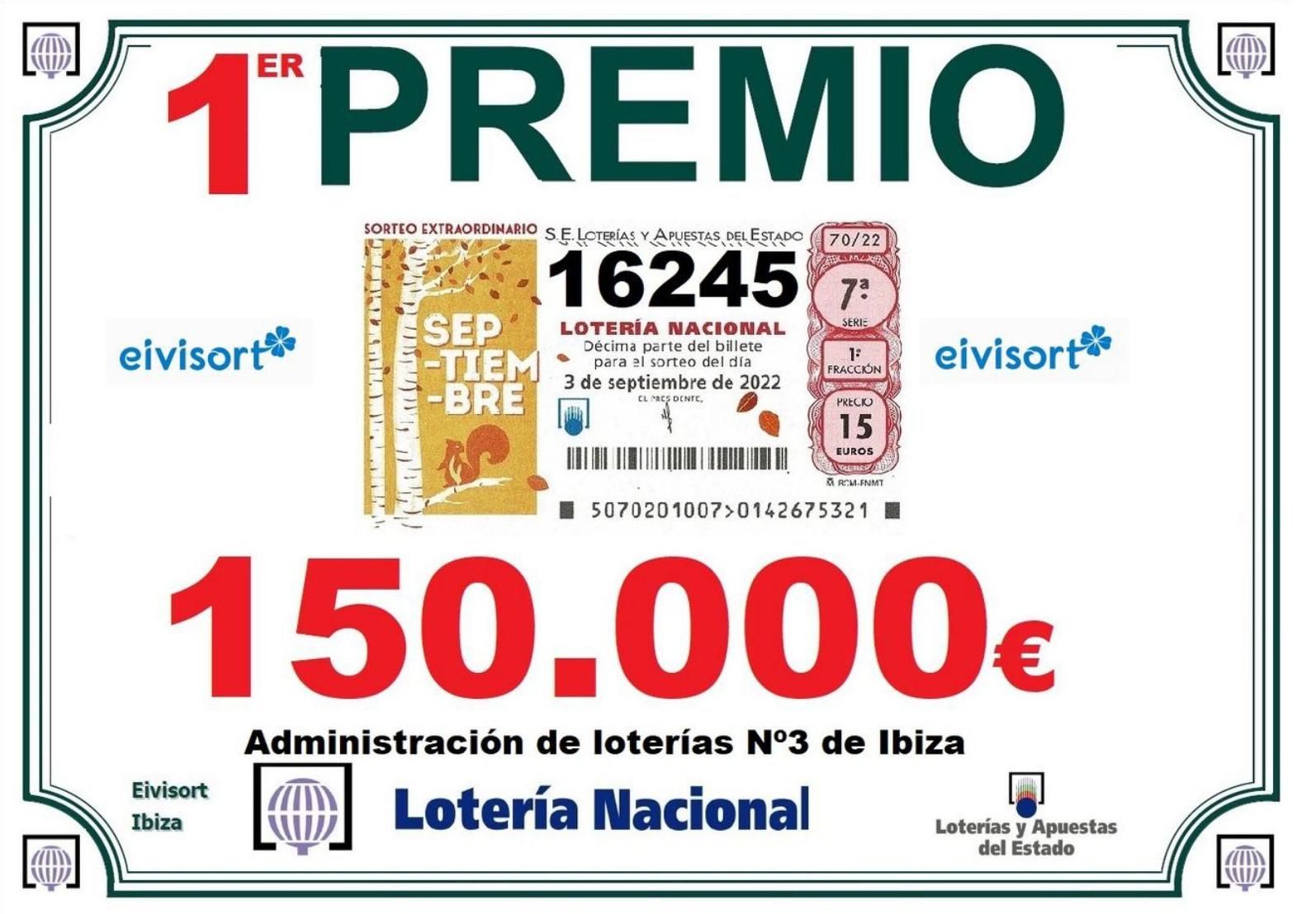 Una administración de Ibiza reparte 1,5 millones de la Lotería Nacional