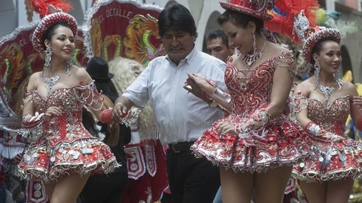 El presidente de Bolivia, Evo Morales, en los carnavales de Oruro.